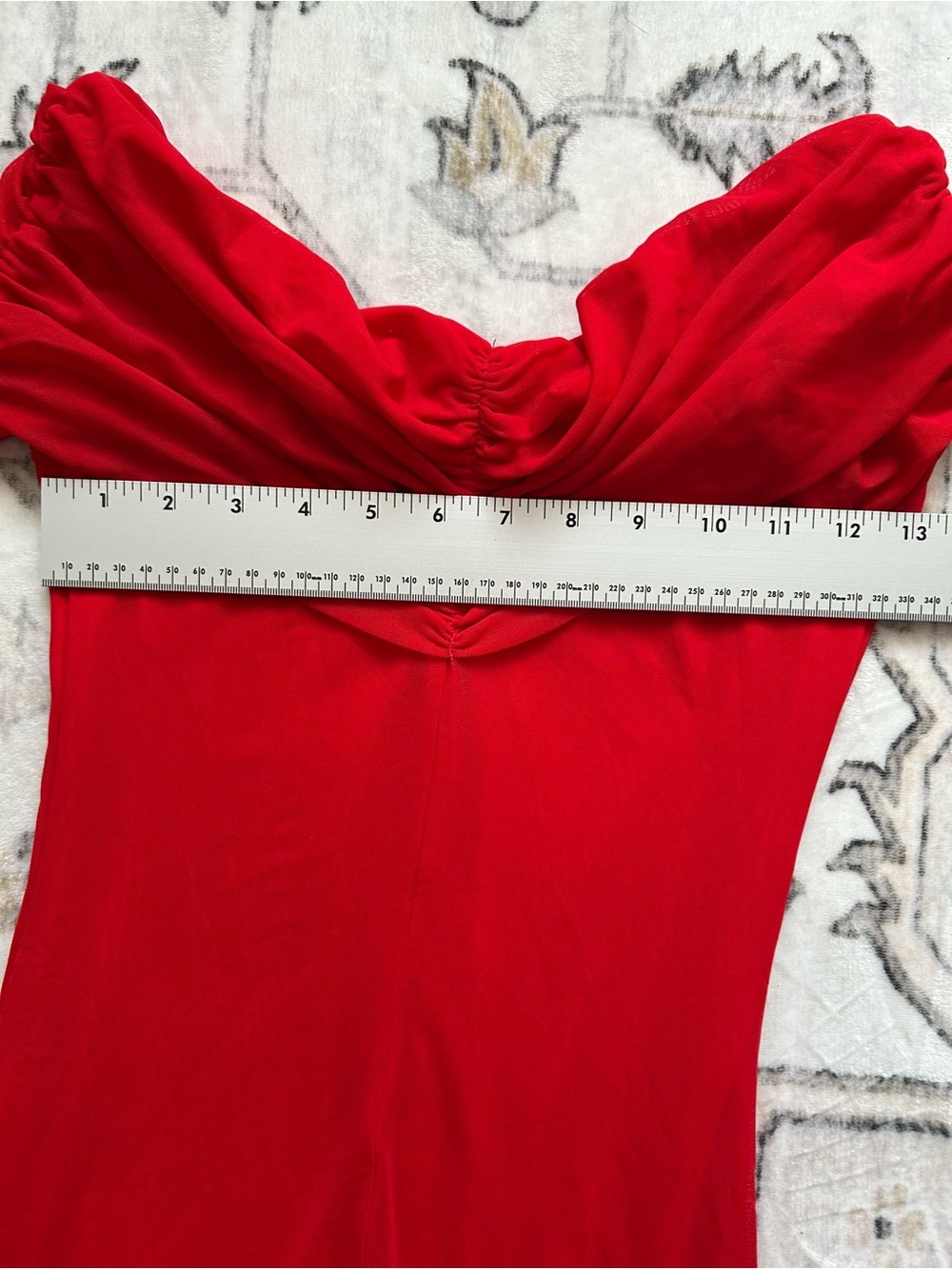 NEW KUTUMAI Off-Shoulder Red Long-Sleeve Maxi Dress with Fluted Cuffs stretch - Picture 9 of 9